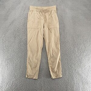 Lululemon Beyond The Studio Pants Womens 6 Beige Woven Slim Ankle Pockets